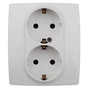 12-2104-01 ЭРА Розетка 2X2P+E Schuko со шторками, 16A-250В, IP20, Эра12, белый (6/60/1680)