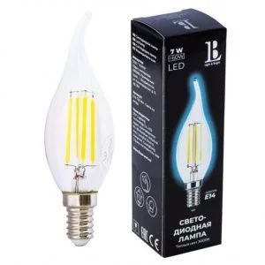 Светодиодная лампа L&B E14-7W-WW-flame filament_lb