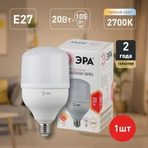 Лампа светодиодная ЭРА STD LED POWER T80-20W-2700-E27 E27 / Е27 20 Вт колoкол теплый белый свет