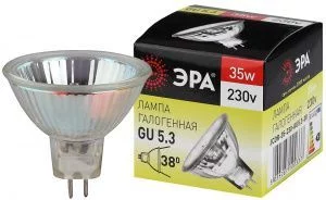 Лампочка галогенная ЭРА GU5.3-JCDR (MR16)-35W-230V-CL GU5.3 35Вт софит теплый белый свет