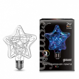 Лампа Gauss Filament Star 2W Е27 RGB LED 1/5/40