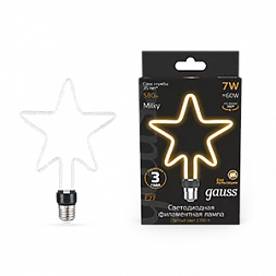 Лампа Gauss Filament Artline Star 7W 580lm 2700К Е27 milky LED 1/10/100