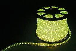 Дюралайт (световая нить) со светодиодами, 2W 100м 230V 36LED/м 13мм, лимонный, LED-R2W